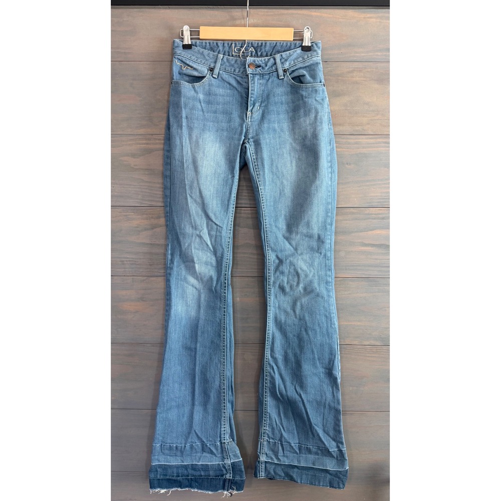 Kimes Ranch Lola Trouser Flare Jeans Blue Medium Wash Size 2/34 Made in USA FLAW